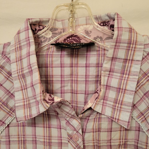 Ariat Pro Series Blouse Sz XXL Western Button Up Longsleeve Pink Purple Sparkle - Picture 11 of 16